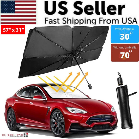 57" Car Windshield Sun Shade Foldable Umbrella Front Window Cover