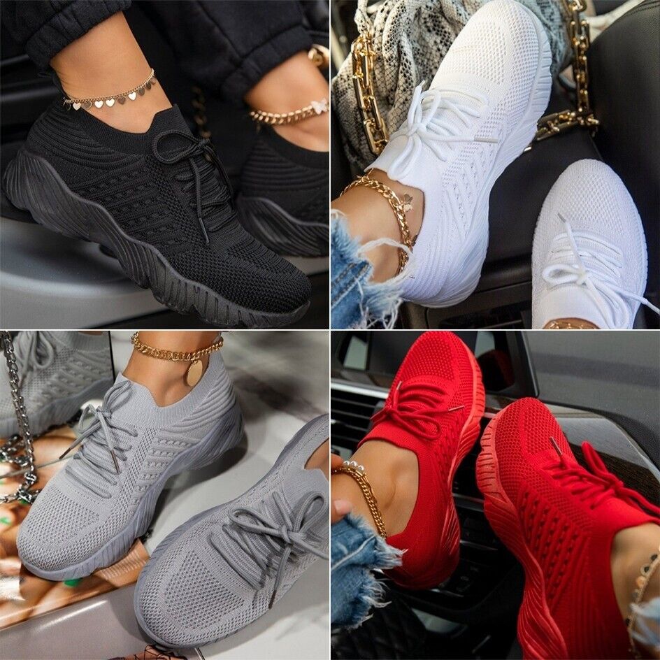 Womens Running Trainers Ladies Sneakers Slip On Walking Gym Comfy