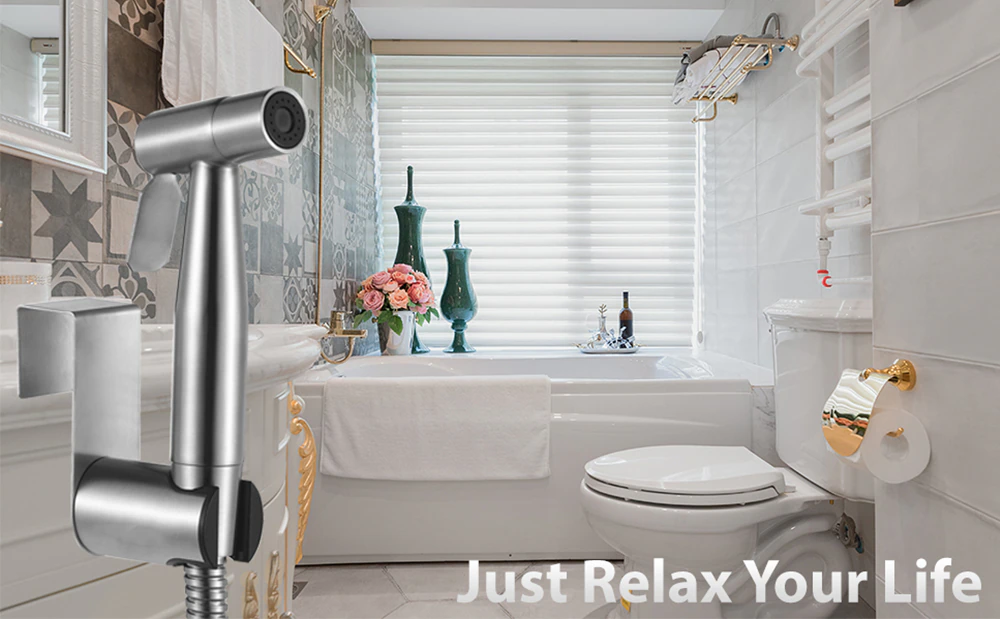 Toilet Shattaf Adapter Hose Bidet Spray Stainless Steel Handheld