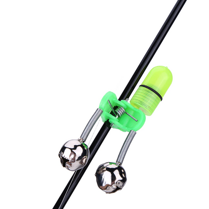 10/40 PC LED Night Fishing Bite Bait Alarm 2 Bells Light Rod Tip Clip