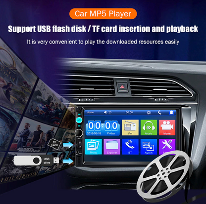 7" Double 2 DIN Car MP5 Player Bluetooth Touch Screen Stereo Radio