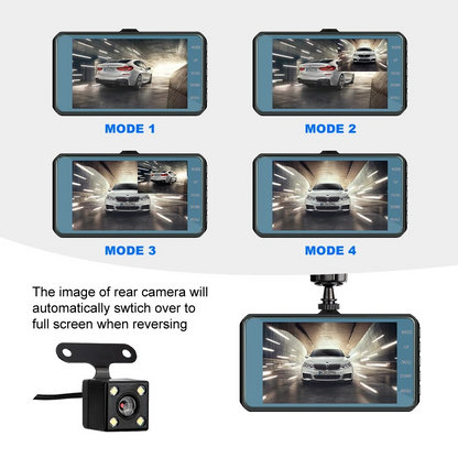 Touch Screen Dash Cam 4" 1080P Dual Lens Car DVR Recorder Front And