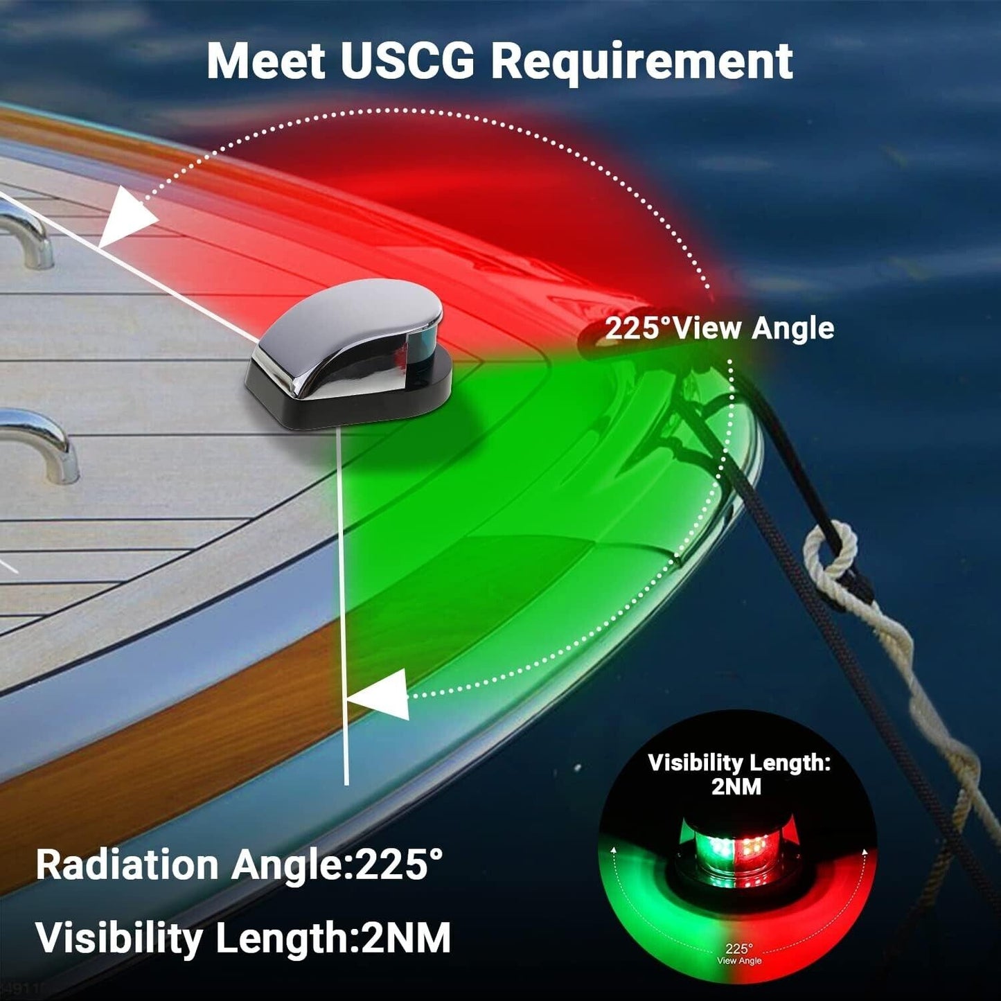 Waterproof Boat Navigation Light LED Bow Marine Front Pontoon Lamp Red