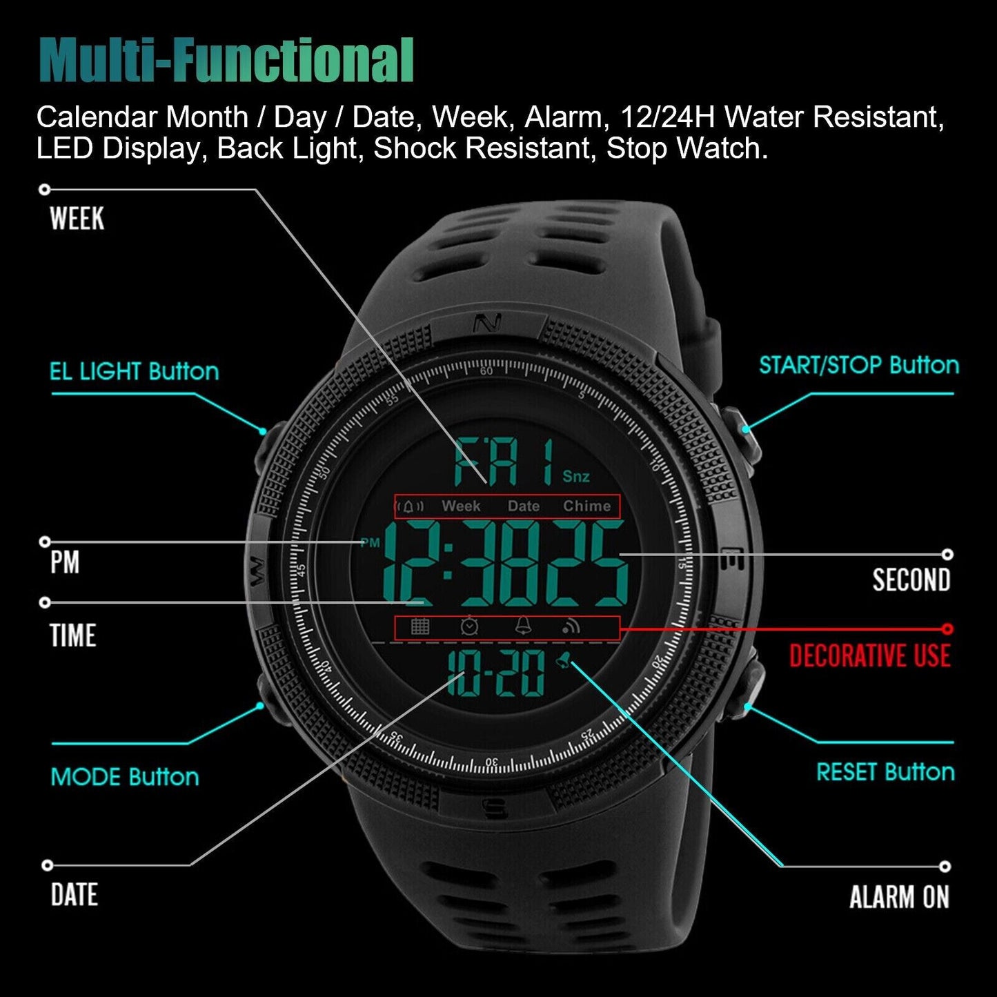 SKMEI Men's Digital Army Military Sport Quartz Analog Chrono