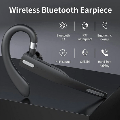 Trucker Wireless Headset Bluetooth 5.1 Earpiece Dual Mic Earbud Noise