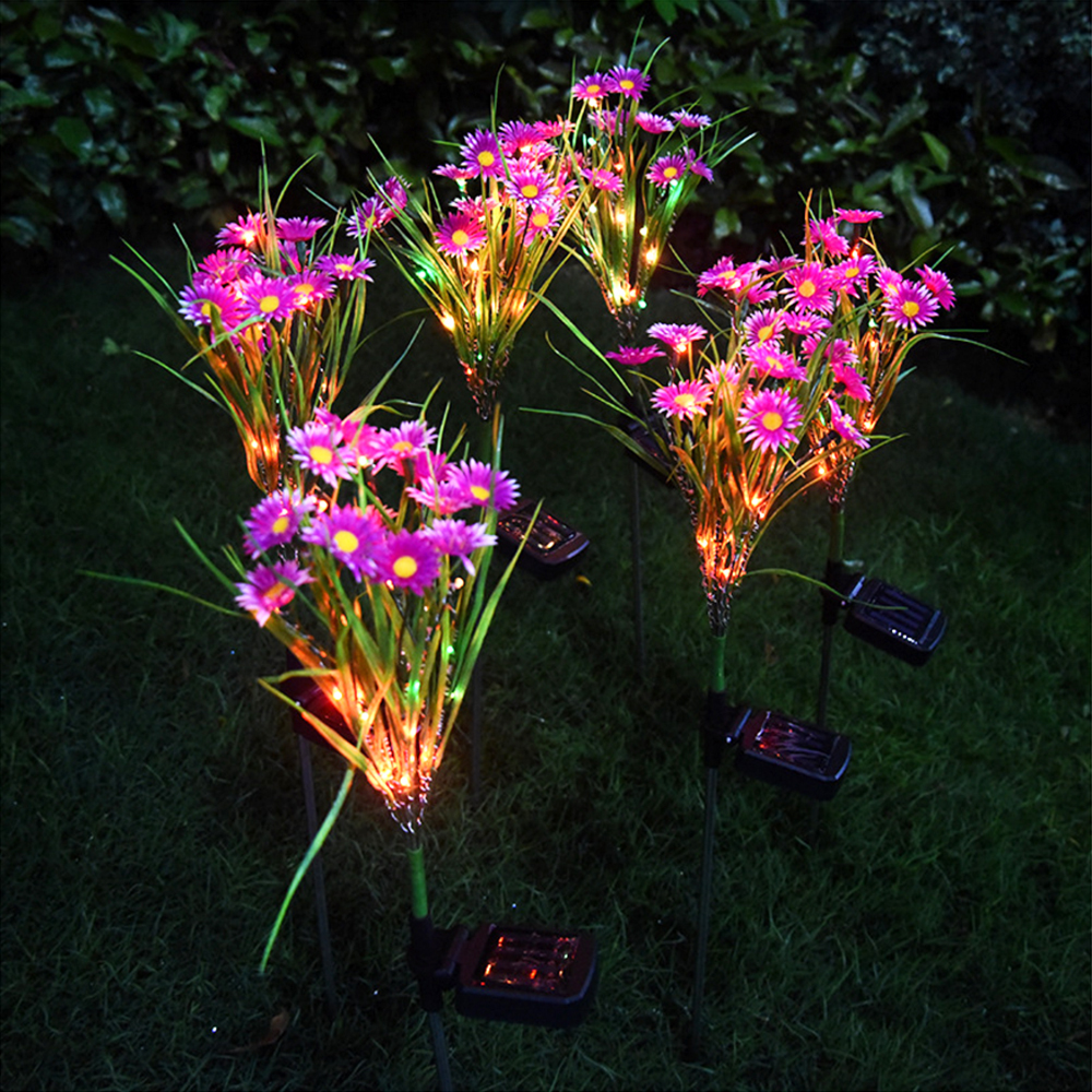 Solar Garden Lights LED Flower Stake Lamp Outdoor Yard Waterproof