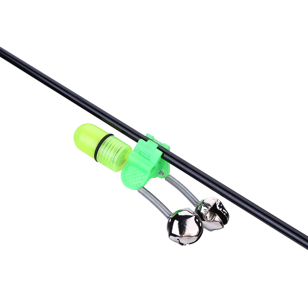 10/40 PC LED Night Fishing Bite Bait Alarm 2 Bells Light Rod Tip Clip