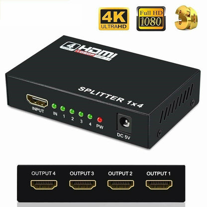 4 Port HDMI 4K Hub Multi Splitter & Amplifier For 3D HDTV 1080P 1X4 1
