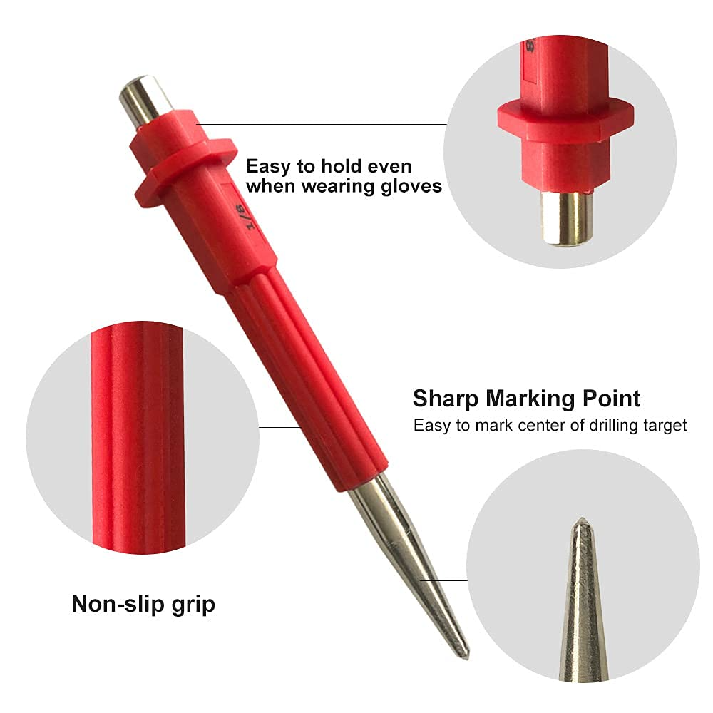 4 Piece Nail Setter & Center Punch Set 4" Wood Metal Super Impact