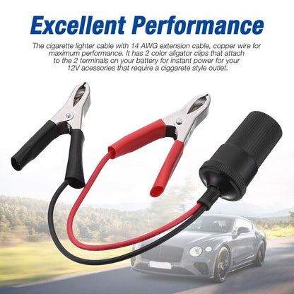 2PCS Car Battery Alligator Clamp Clip Cigarette Lighter Power Adapter