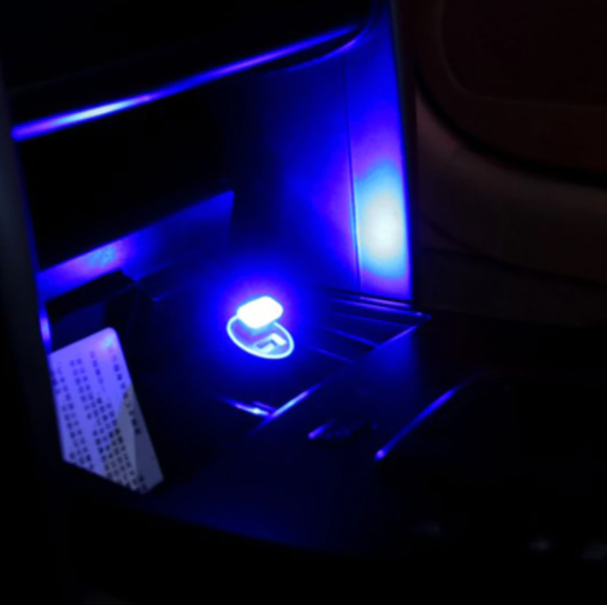 3x Mini Blue LED USB Car Interior Light Neon Atmosphere Ambient Lamp