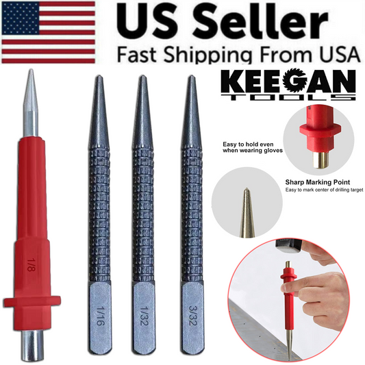 4 Piece Nail Setter & Center Punch Set 4" Wood Metal Super Impact