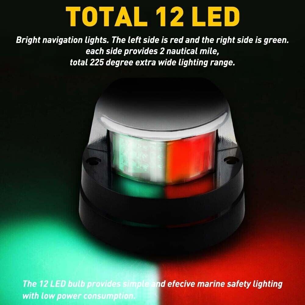 Waterproof Boat Navigation Light LED Bow Marine Front Pontoon Lamp Red
