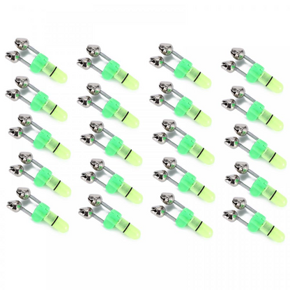 10/40 PC LED Night Fishing Bite Bait Alarm 2 Bells Light Rod Tip Clip
