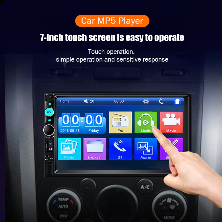 7" Double 2 DIN Car MP5 Player Bluetooth Touch Screen Stereo Radio