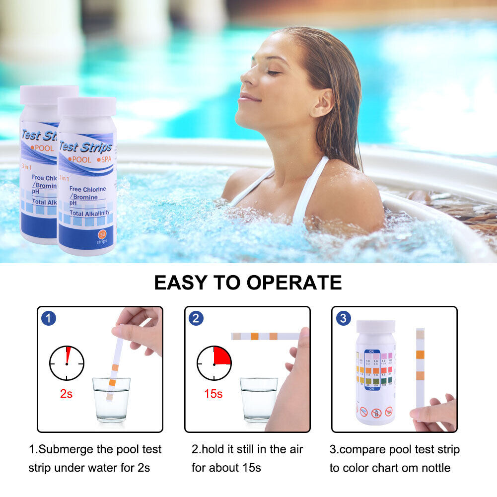 6 IN 1 Chlorine Dip Test Strips Hot Tub SPA Swimming Pool PH Tester