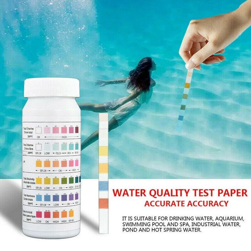 6 IN 1 Chlorine Dip Test Strips Hot Tub SPA Swimming Pool PH Tester