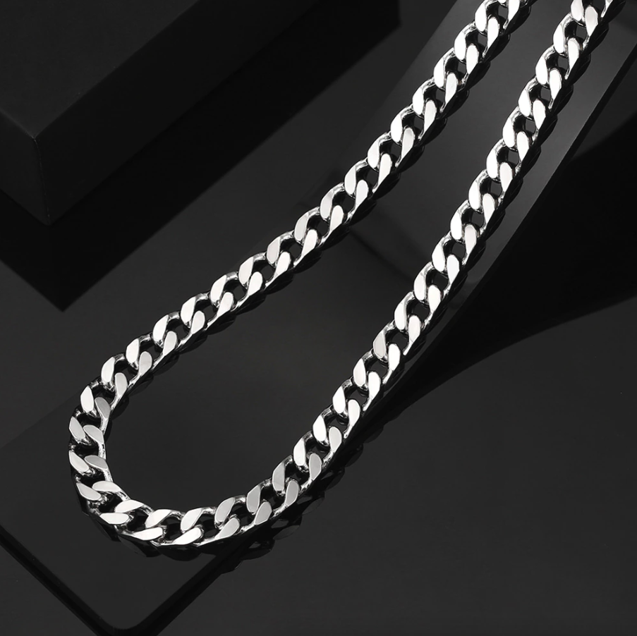 Stainless Steel Gold Silver Chain Cuban Curb Womens Mens Necklace