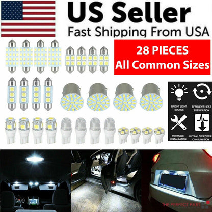 28pcs Car Interior White Combo LED Map Dome Door Trunk License Plate