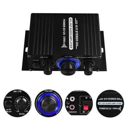 400W 12V 2 Channel Powerful Stereo Audio Power Amplifier Hifi Bass Amp Car Home