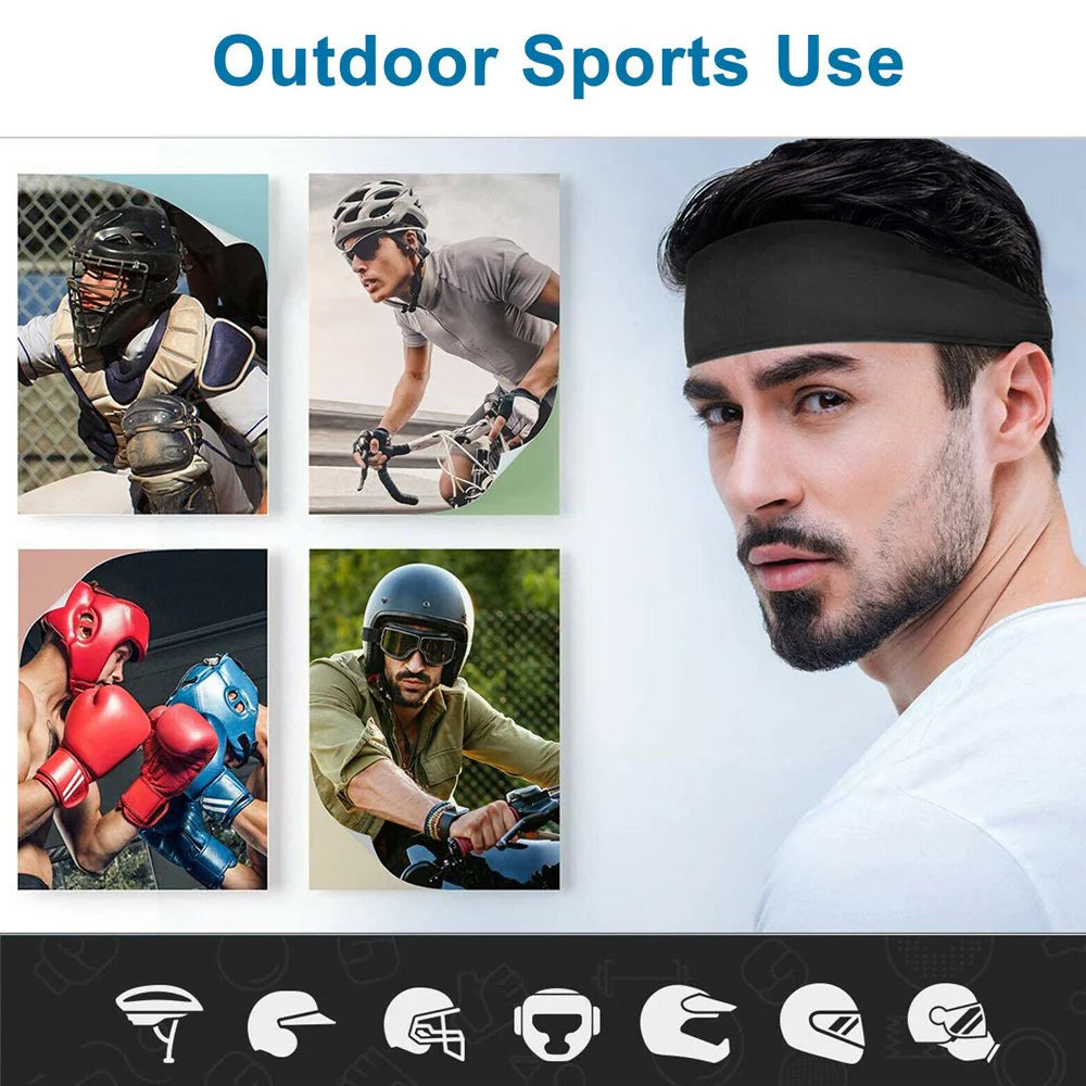3X Mens Women Sweat Sweatband Headband Stretch Sports Head Band Yoga Gym Running