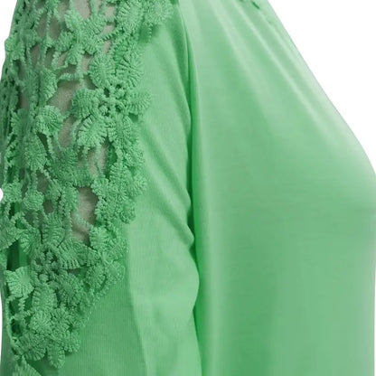 Women's Summer Lace Short Sleeve Crew Neck T-Shirt Top Blouse