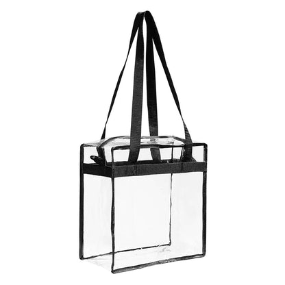 2X Clear PVC Tote Bag Women Large Transparent Handbag Zip Purse Stadium Security