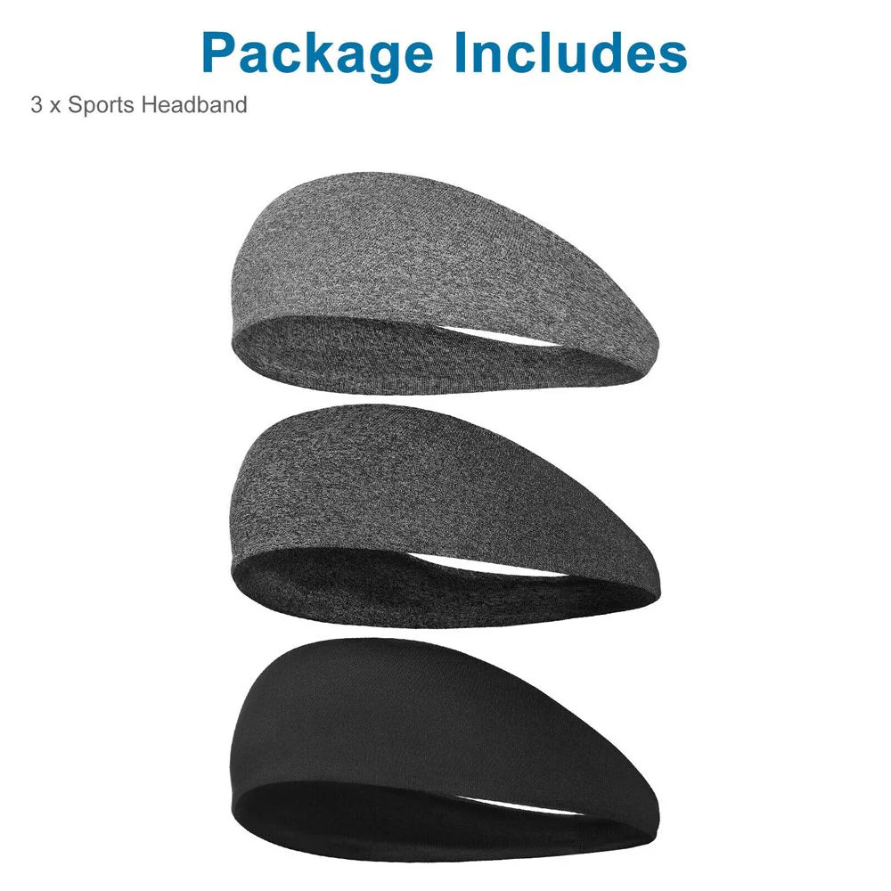 3X Mens Women Sweat Sweatband Headband Stretch Sports Head Band Yoga Gym Running