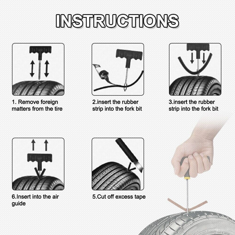 68Pc Tire Repair Kit DIY Flat Tire Repair Car Truck Motorcycle Home Plug Patch
