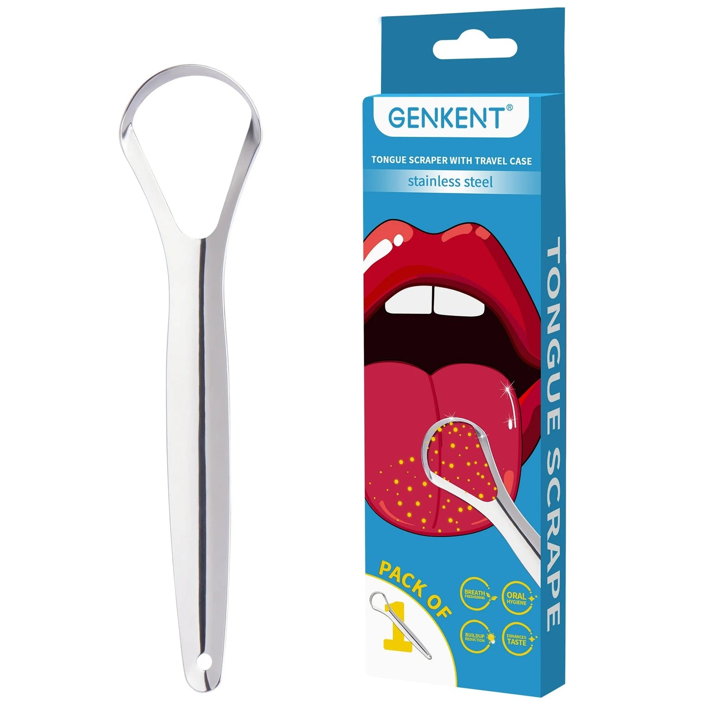 Tongue Scraper with Cases 100% Stainless Steel Tongue Cleaner for Bad