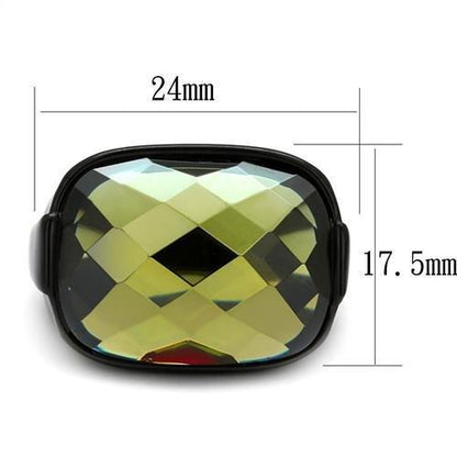 TK2639 - IP Black(Ion Plating) Stainless Steel Ring with AAA Grade CZ