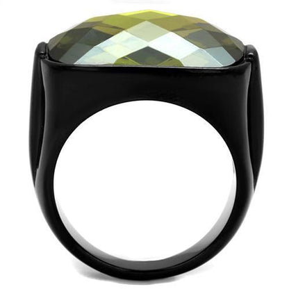 TK2639 - IP Black(Ion Plating) Stainless Steel Ring with AAA Grade CZ