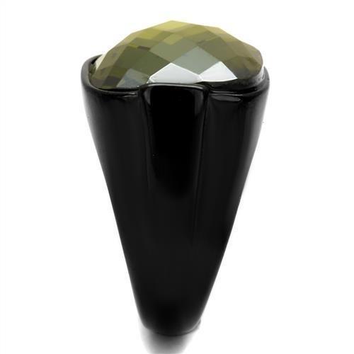 TK2639 - IP Black(Ion Plating) Stainless Steel Ring with AAA Grade CZ