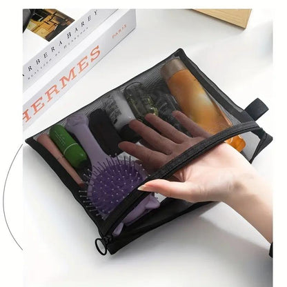 3-Piece Cosmetic Make up Bag Set with Zipper for Travel and Home Storage, and Breathable Makeup Pouch for Toiletries Accessoriestransparent Storage ,