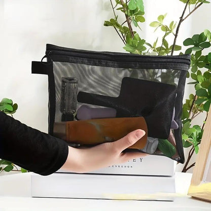 3-Piece Cosmetic Make up Bag Set with Zipper for Travel and Home Storage, and Breathable Makeup Pouch for Toiletries Accessoriestransparent Storage ,