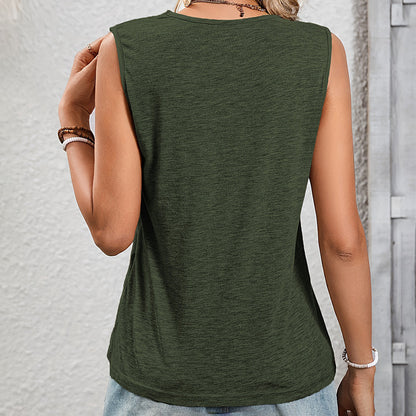 Women's Sleeveless V Neck Top Loose Fit Summer Casual Tunic Blouse Shirt