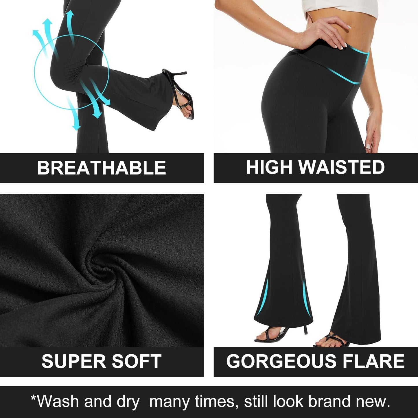Women's Flare Yoga Pants Bootcut High Waisted Casual Wide Leg Leggings