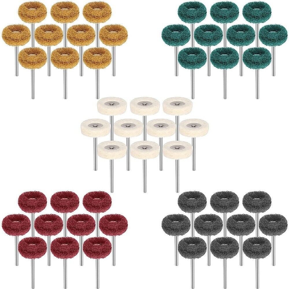 50 Metal Polishing Buffing Wheel Burr Kit Rotary Tool Accessories Set for Dremel