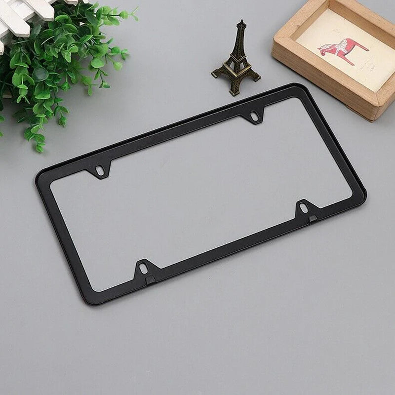 2X High Quality Stainless Steel Metal License Plate Frame Tag Cover Black New US
