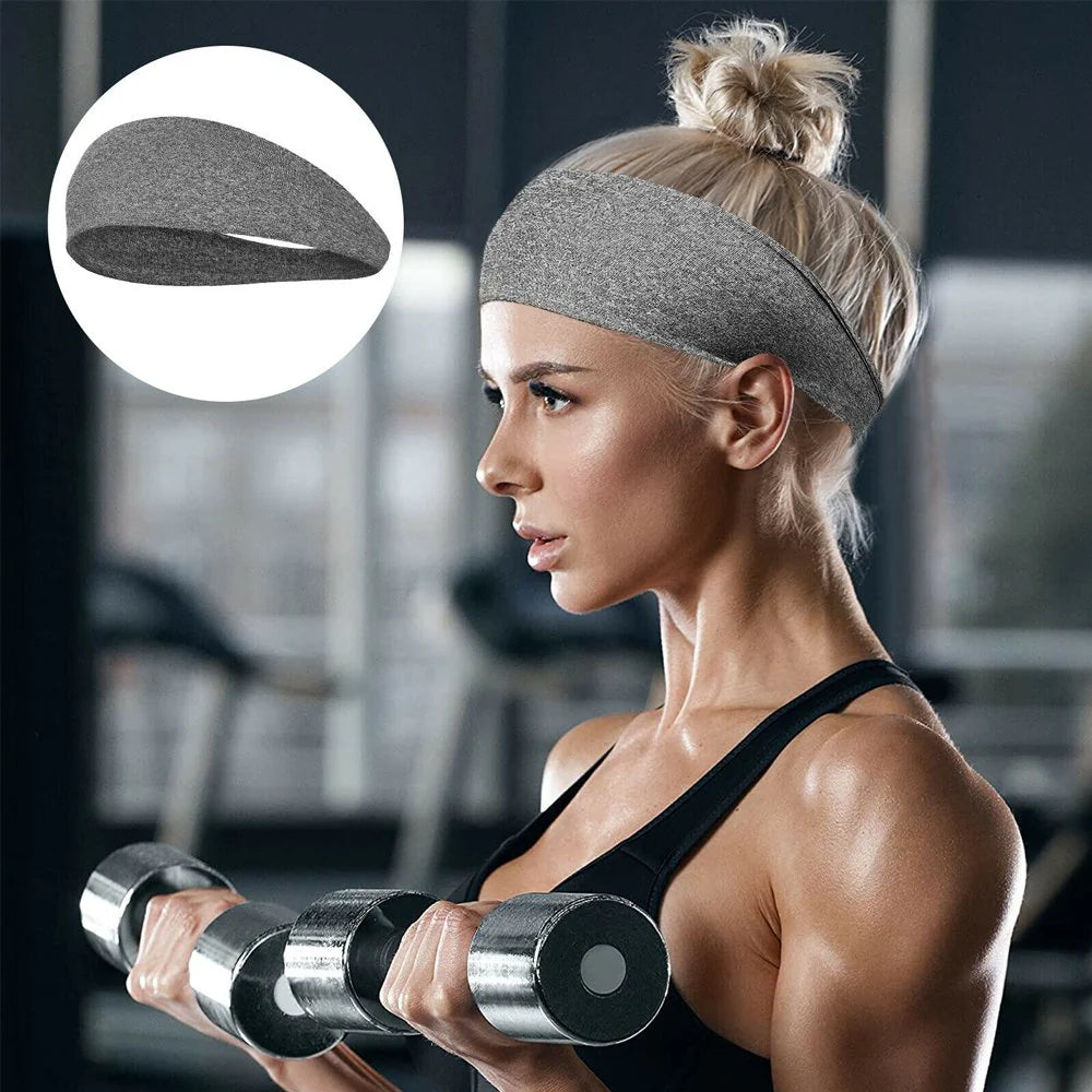 3X Mens Women Sweat Sweatband Headband Stretch Sports Head Band Yoga Gym Running