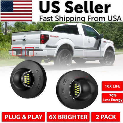 2X LED License Plate Light Rear Bumper Tag Assembly Lamp for Ford F150 F250 F350