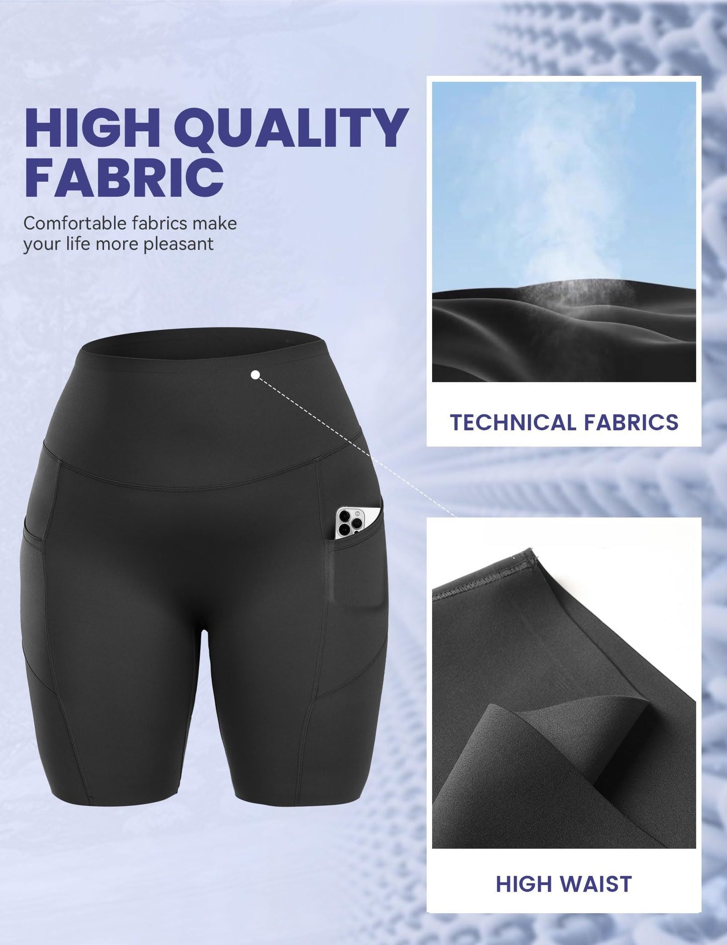 Workout Shorts For Women With Pockets, Tummy Control High Waist Biker Yoga Athletic Belly-Contracting Spandex Yoga Shorts