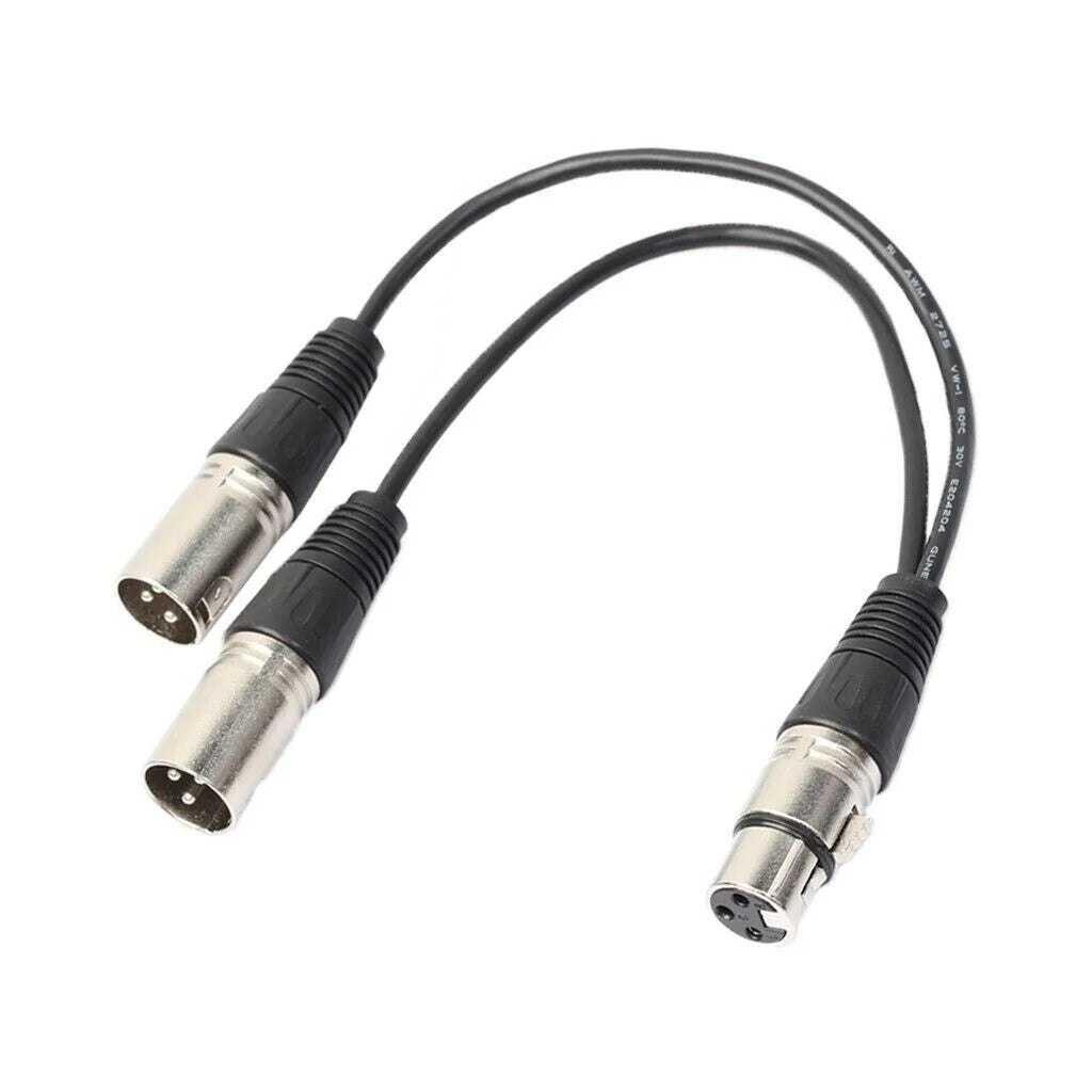 3Pin XLR Female Jack to Dual 2 Male Plug Y Splitter Cable Adapter Microphone USA