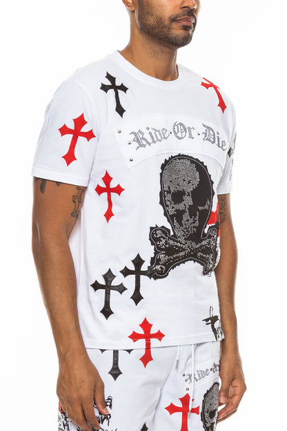 Bejewelled Chrome Skull TShirt