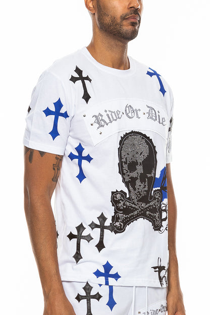 Bejewelled Chrome Skull TShirt