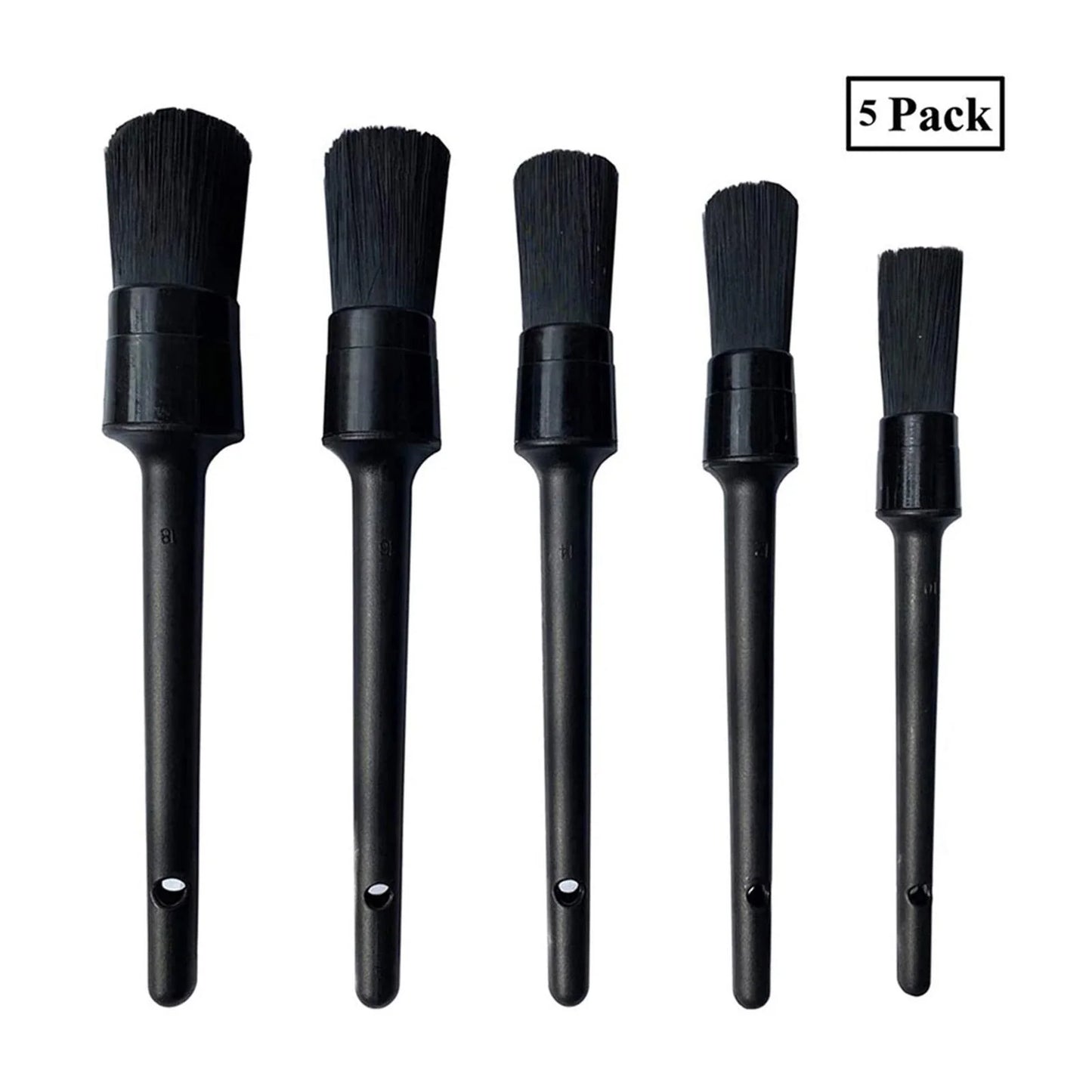 5PC Car Detailing Brush Kit Boar Hair Vehicle Auto Interior for Wheel Clean Sets