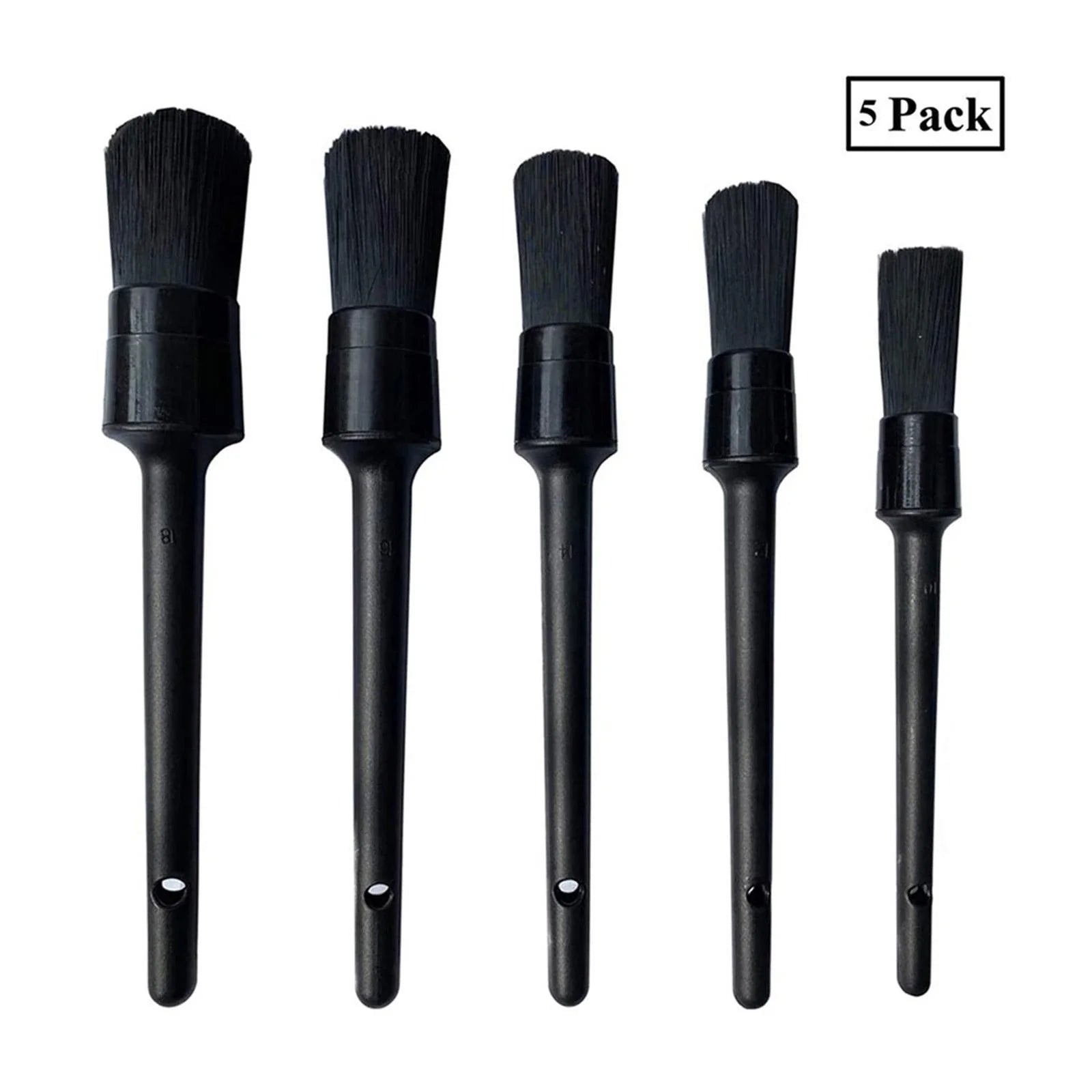 5PC Car Detailing Brush Kit Boar Hair Vehicle Auto Interior for Wheel Clean Sets