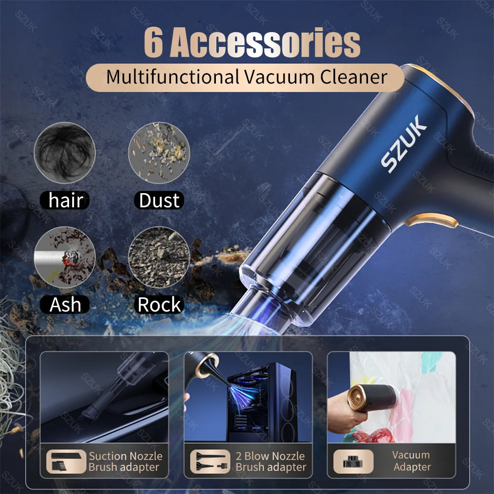98000PA Mini Car Vacuum Cleaner Powerful Cleaning Machine Strong Suction Handheld for Car Home Portable Wireless Cleaner