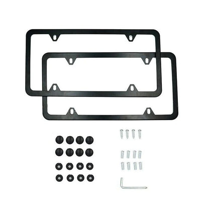 2X High Quality Stainless Steel Metal License Plate Frame Tag Cover Black New US