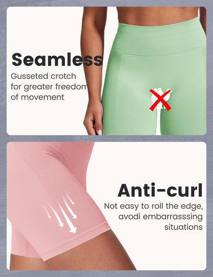 Yoga Pants - Five-Point High Waist Seamless Solid Color